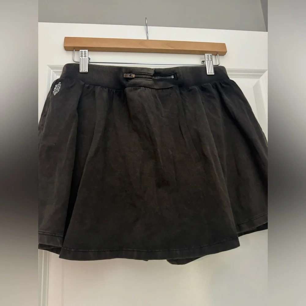 NWT Free People Women’s Hot Shot Skort Set in Washed Black Size XL